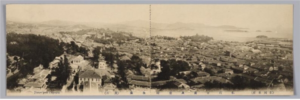인천 시가를 찍은 파노라마 사진 엽서.
