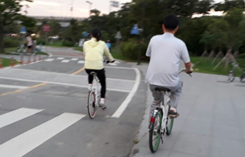 서울공공자전거 따릉이를 타는 시민들. 헬멧을 착용하지 않았다. (김광수 의원 제공)