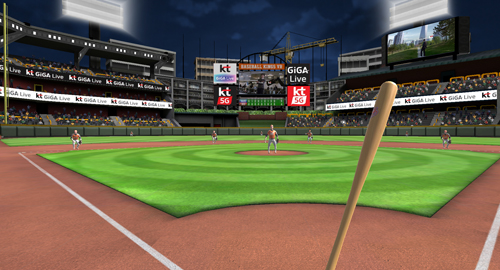 GiGA Live TV를 통해 선보일 VR 스포츠 야구 편에서 타자가 플레이하는 장면 (KT 제공)