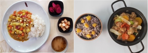 충주사과 카레덮밥, 천등산 고구마밥 정식(사진=식약처 제공)