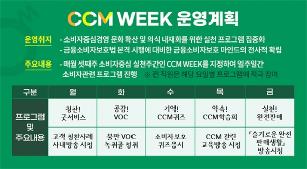 DB손해보험 CCM Week 운영계획 (출처= DB손해보험)