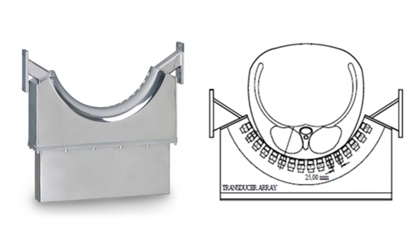 초음파로 돼지고기 지방량을 측정하는 오토폼 기계 사진(왼쪽)과 실제 도체 스캔 단면 이미지 (사진= 도드람)