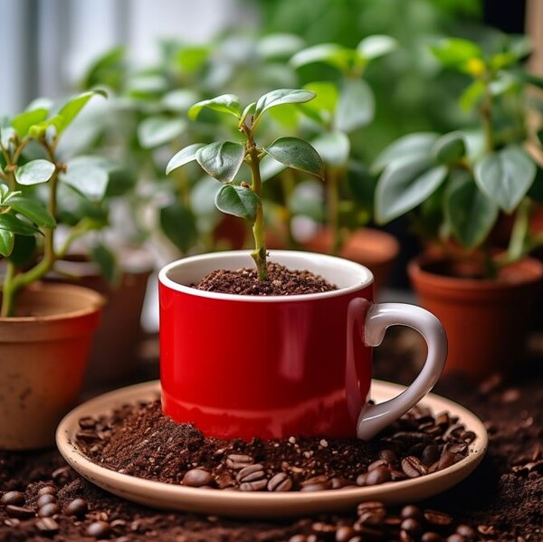 커피박을 활용한 친환경 조경 토양개량제를 사용한 화분