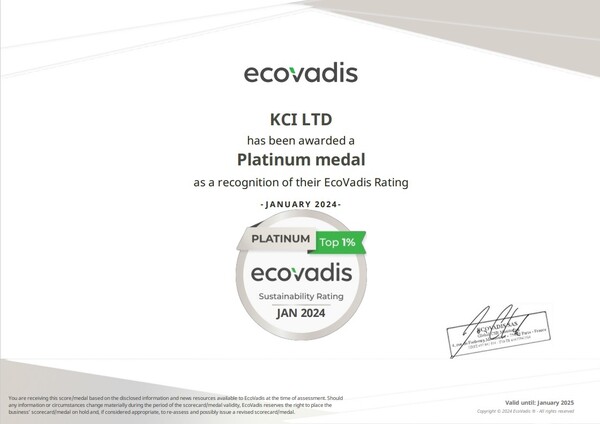 KCI가 글로벌 ESG 평가기관인 '에코바디스'(EcoVadis)’로부터 획득한 플래티넘 메달 인증서(제공=삼양그룹)