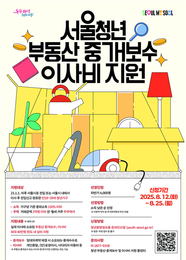 청년 부동산 중개보수 및 이사비 지원사업 홍보 포스터(제공=서울시)